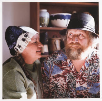 Lu (artist) and Nick Vaccaro (painting professor, University of Kansas), in their home, Kansas Street, Lawrence, Kansas, June 1, 1984