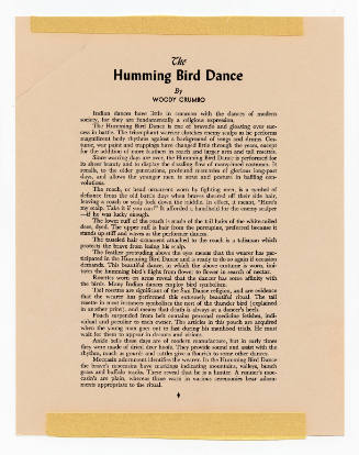 "The Humming Bird Dance" information
