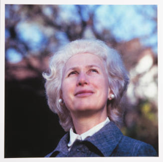 Lillian Miller (historian, National Portrait Gallery, Smithsonian Institution, Washington, DC), backyard, Kren home, Bertrand Street, Manhattan, Kansas, November 11, 1977