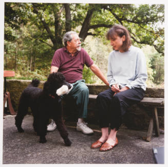 Warrington Colescott (printmaker) and Frances Myers (printmaker), outside their home, Hollandale, Wisconsin, September 18, 1998