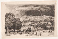 
John Steuart Curry, Storm Over Stone City, 1933, lithograph, 10 5/8 x 17 in., Kansas State Un…