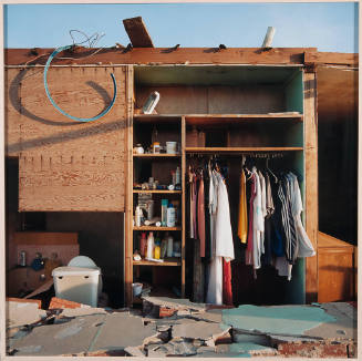 Clothes closet in damaged home, Greensburg, Kansas, May 5, 2007