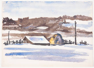 Title unknown (winter scene- brown and blue)