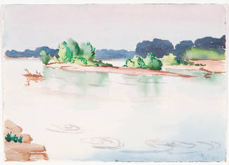 Sandbar and Trees in River