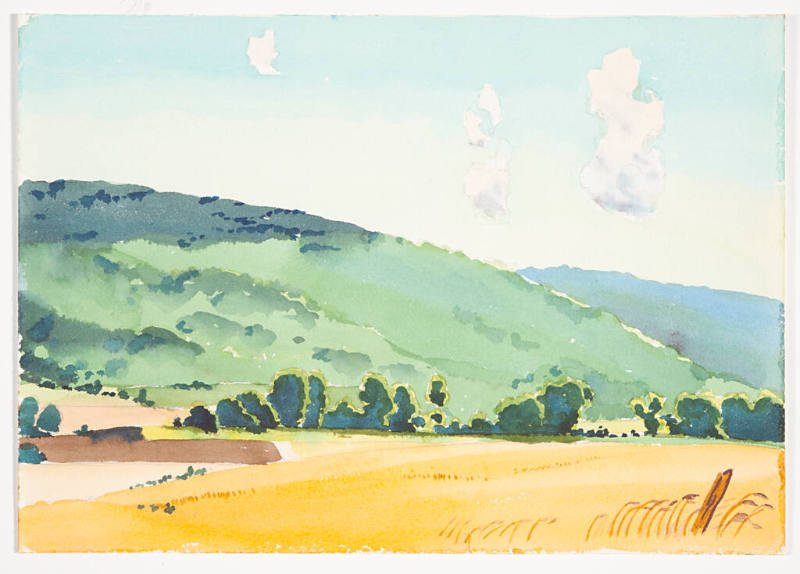 Title unknown (hills behind field of wheat)