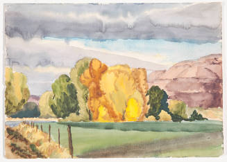 Title unknown (yellow trees center; parallel fence line)