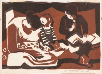Untitled (mother and children reading)