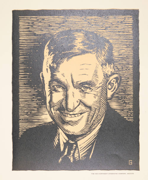 Glenn Golton, title unknown (Will Rogers), ca. 1936, lithograph, 9 x 7 1/8 in., Kansas State Un…