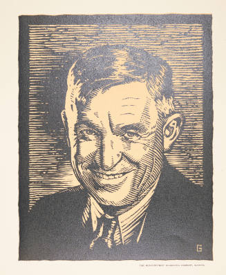 Glenn Golton, title unknown (Will Rogers), ca. 1936, lithograph, 9 x 7 1/8 in., Kansas State Un…