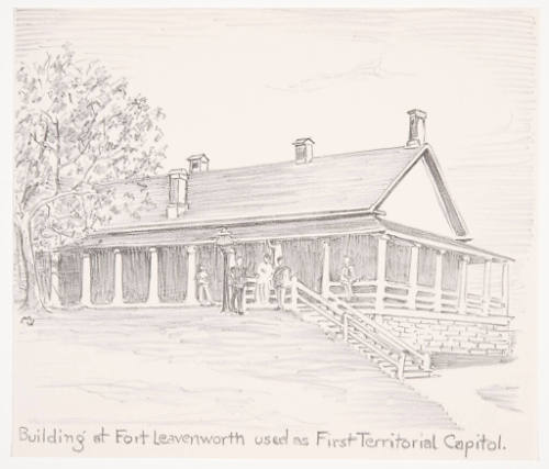 Building at Fort Leavenworth used as First Territorial Capitol