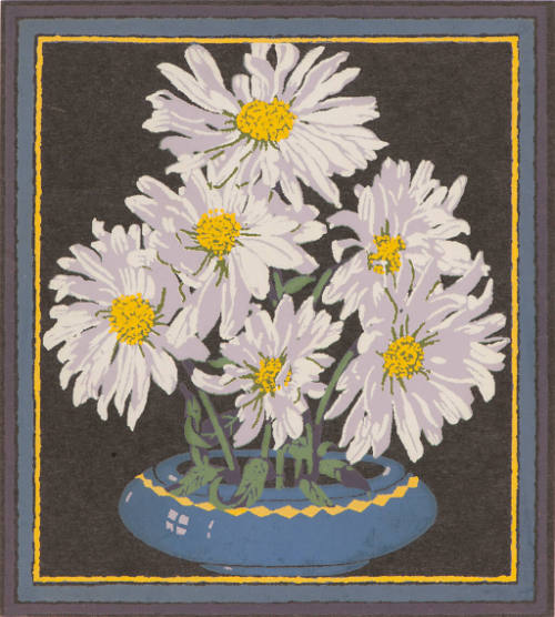 Untitled (white daisies in blue pot)