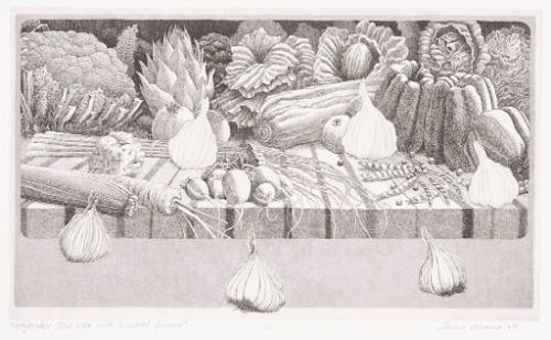 Vegetable Still Life with Displaced Garlic