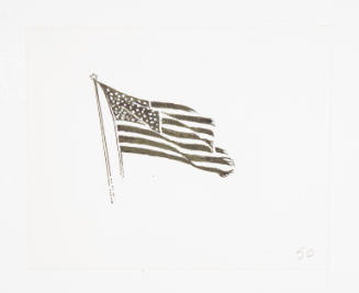 Herschel C. Logan, title unknown (American flag in black and white), mid 20th century, ink, 4 1…