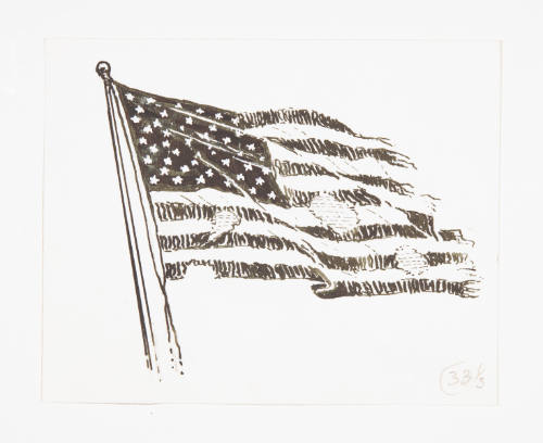 Herschel C. Logan, title unknown (tattered American flag), mid 20th century, ink, 4 x 5 in., Ka…