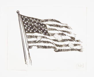 Herschel C. Logan, title unknown (tattered American flag), mid 20th century, ink, 4 x 5 in., Ka…