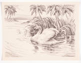 Coy Avon Seward, title unknown (swan and palm trees), ca. 1937, lithograph, 8 7/8 x 11 7/8 in.,…