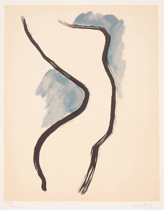 Title unknown (figural contour lines with blue wash)