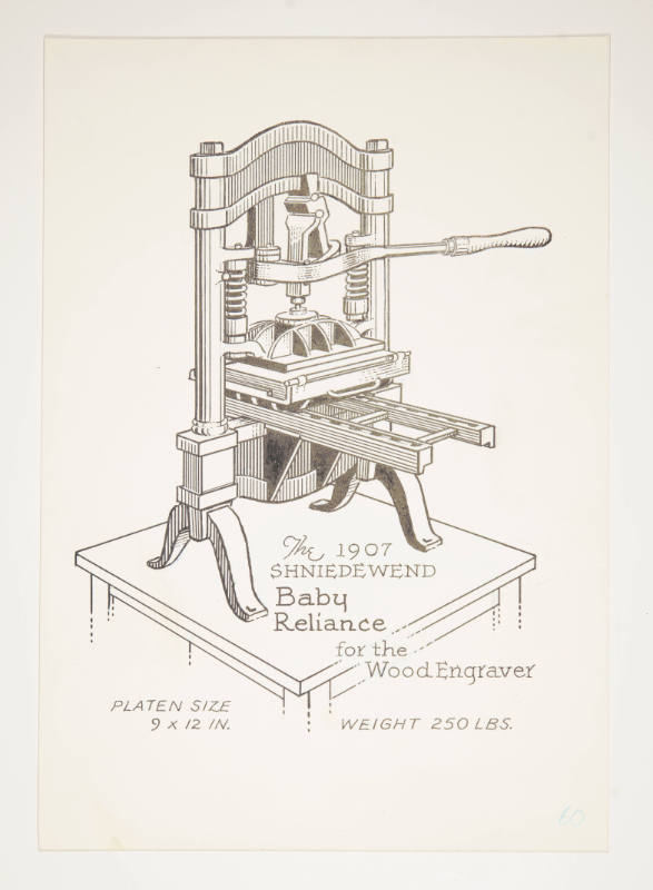 Herschel C. Logan, Study for The American Hand Press (baby reliance), 1980, ink and graphite, 1…