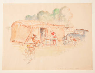 John Steuart Curry, Roadside Camp, 1934, watercolor, pastel, and graphite, 17 3/4 x 23 3/4 in.,…